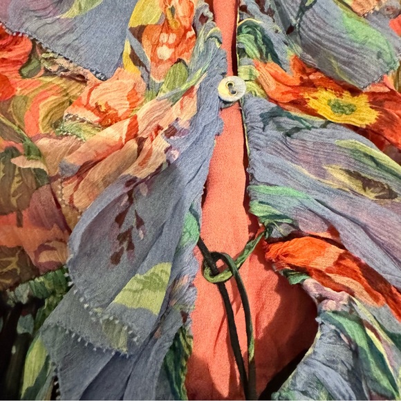 NWOT ZIMMERMANN bellitude ruffled floral print silk crespón playsuit size 0 - Picture 10 of 15